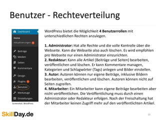 Beiträge erstellen (1/2) 
10 
Screenshot: WordPress 
 