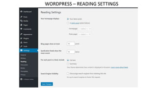 WORDPRESS – READING SETTINGS
 