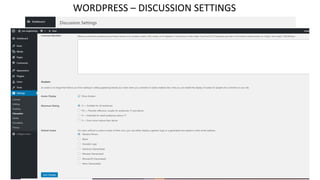 WORDPRESS – DISCUSSION SETTINGS
 