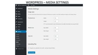 WORDPRESS – MEDIA SETTINGS
 