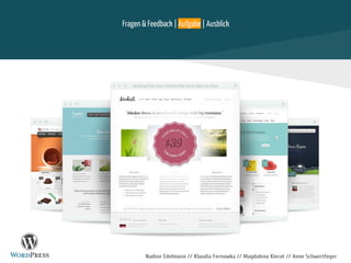 Nadine Edelmann // Klaudia Fernowka // Magdalena Kierat // Anne Schwertfeger
Fragen & Feedback | Aufgabe | Ausblick
 