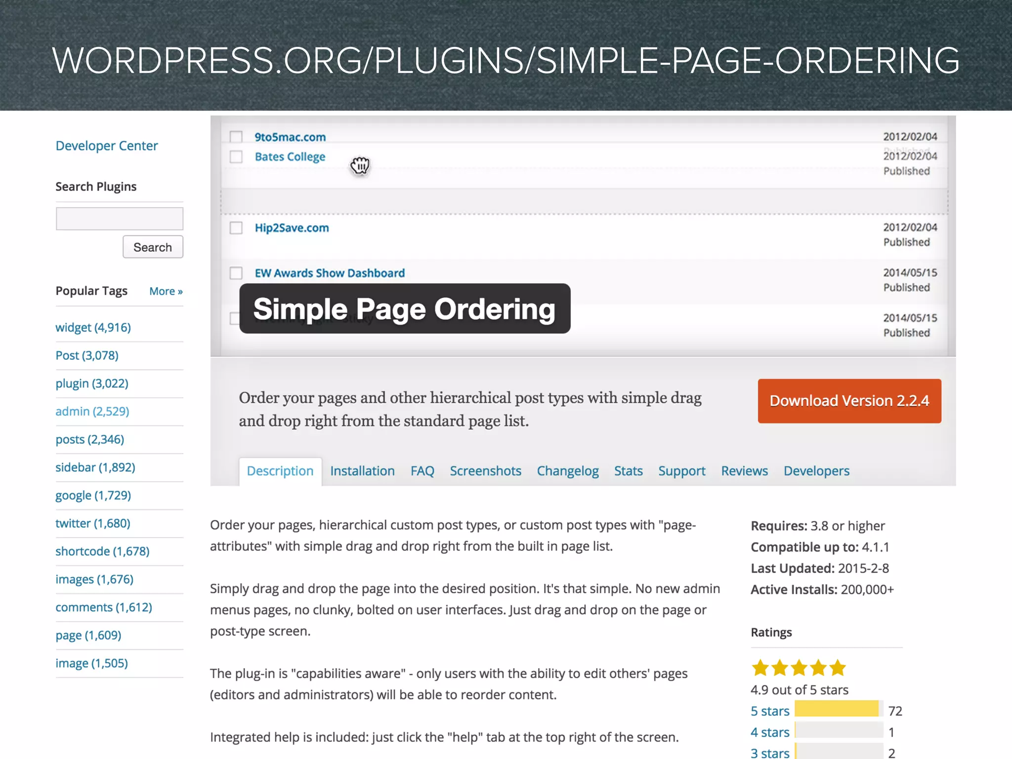 WORDPRESS.ORG/PLUGINS/SIMPLE-PAGE-ORDERING
 