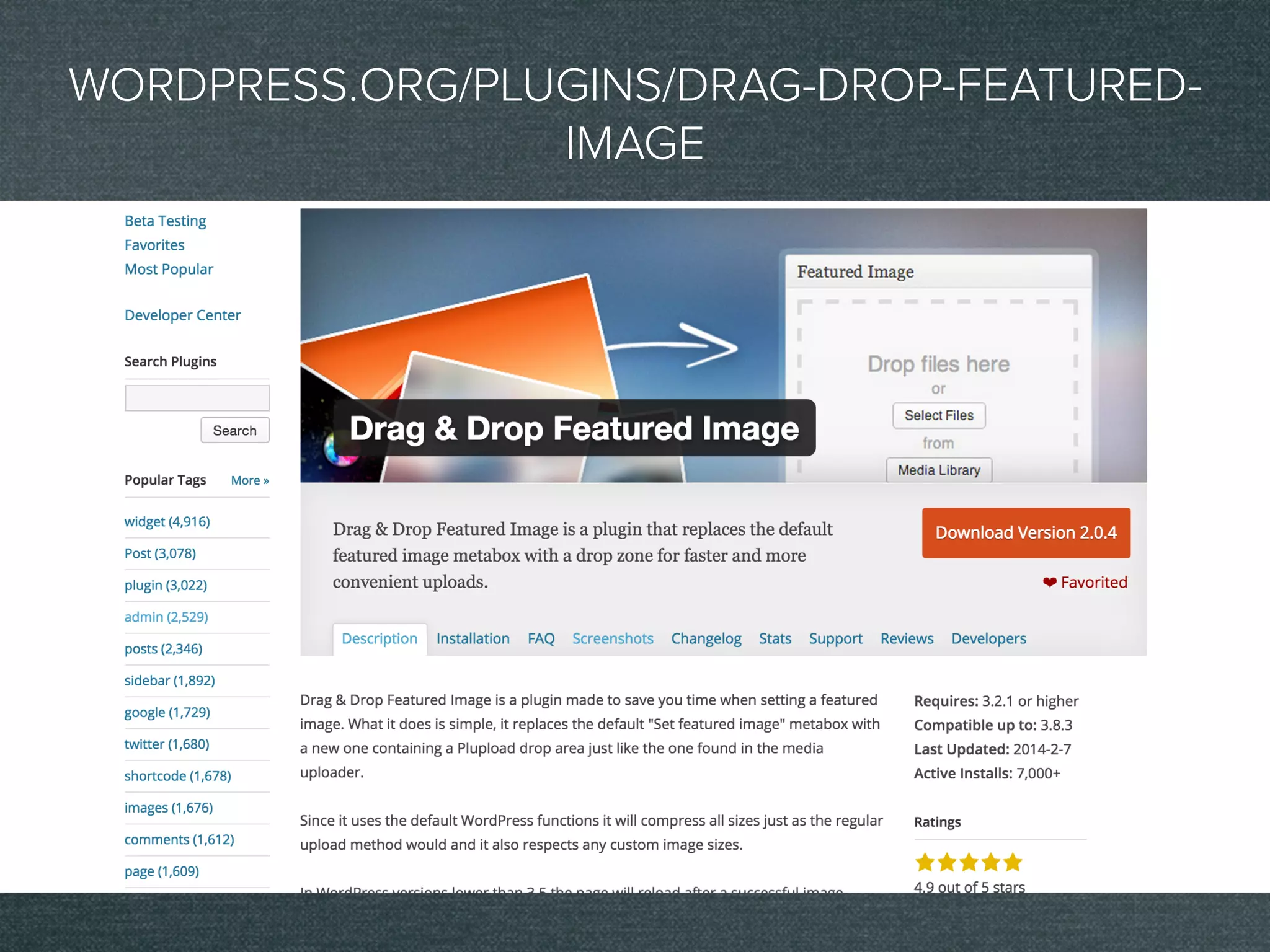 WORDPRESS.ORG/PLUGINS/DRAG-DROP-FEATURED-
IMAGE
 