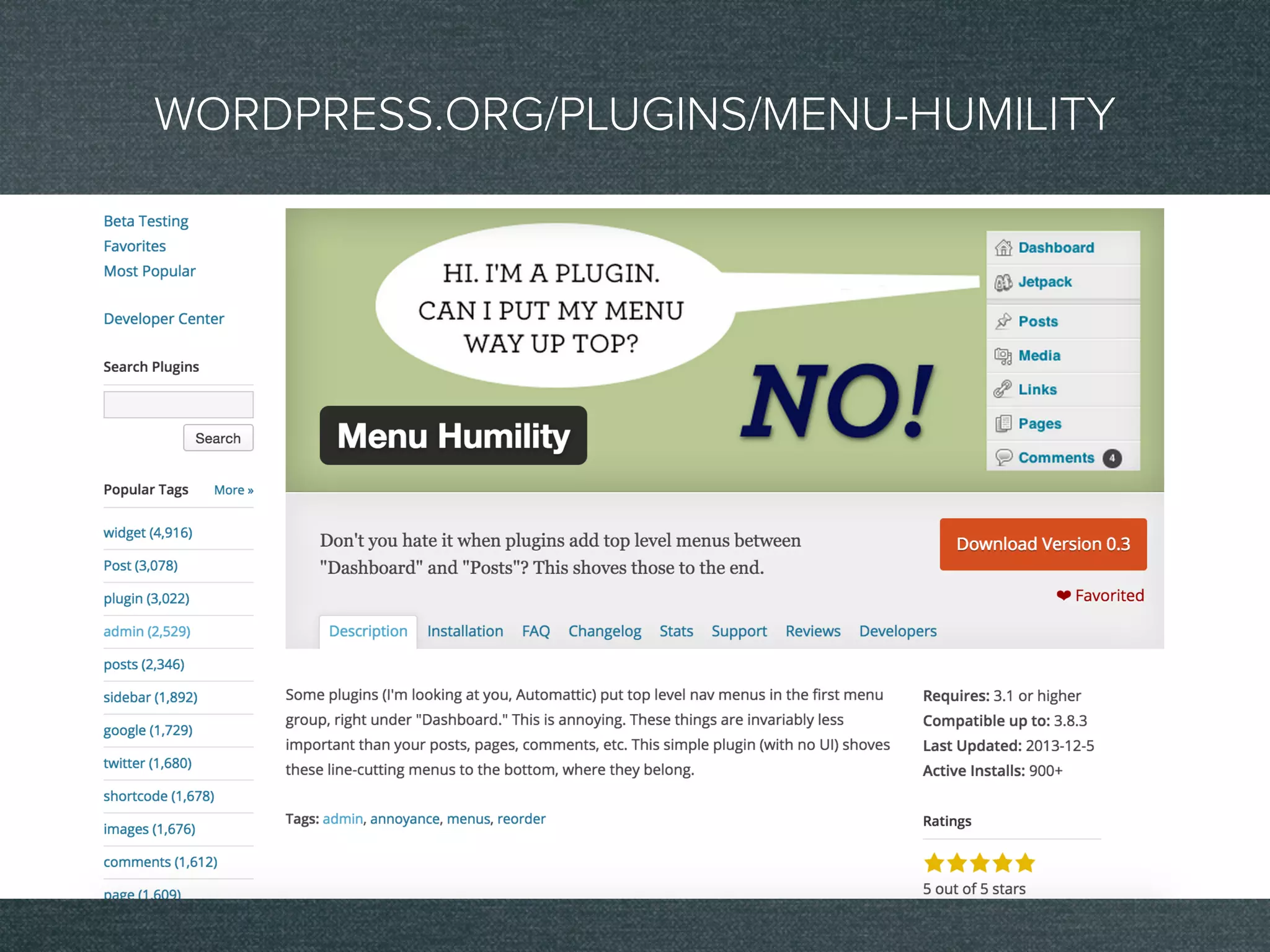 WORDPRESS.ORG/PLUGINS/MENU-HUMILITY
 