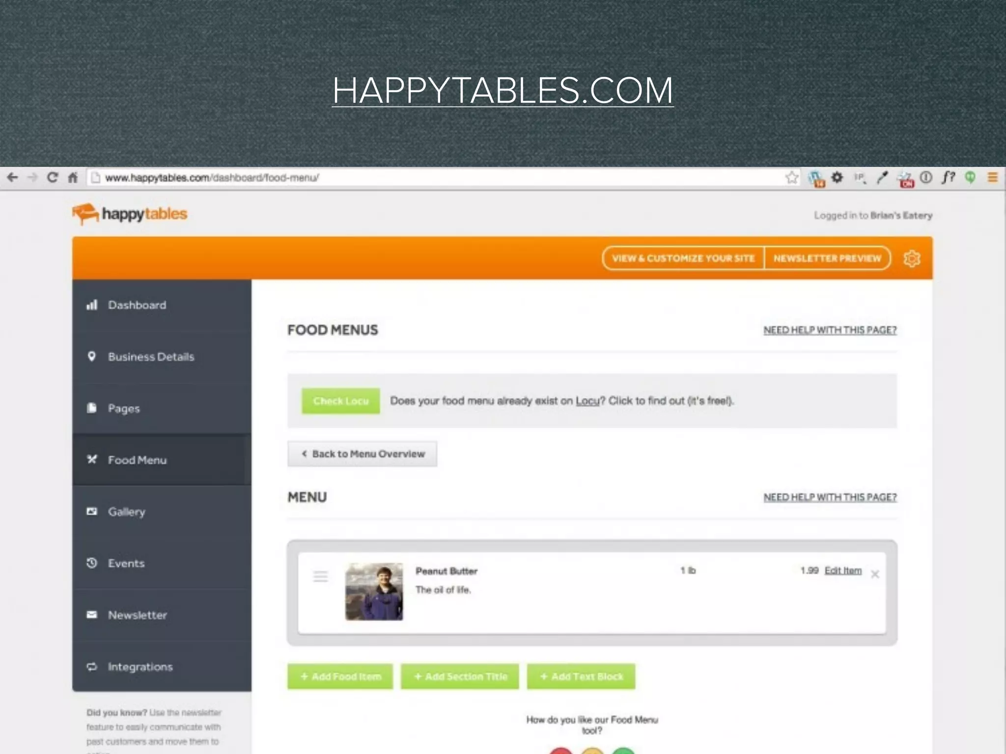 HAPPYTABLES.COM
 