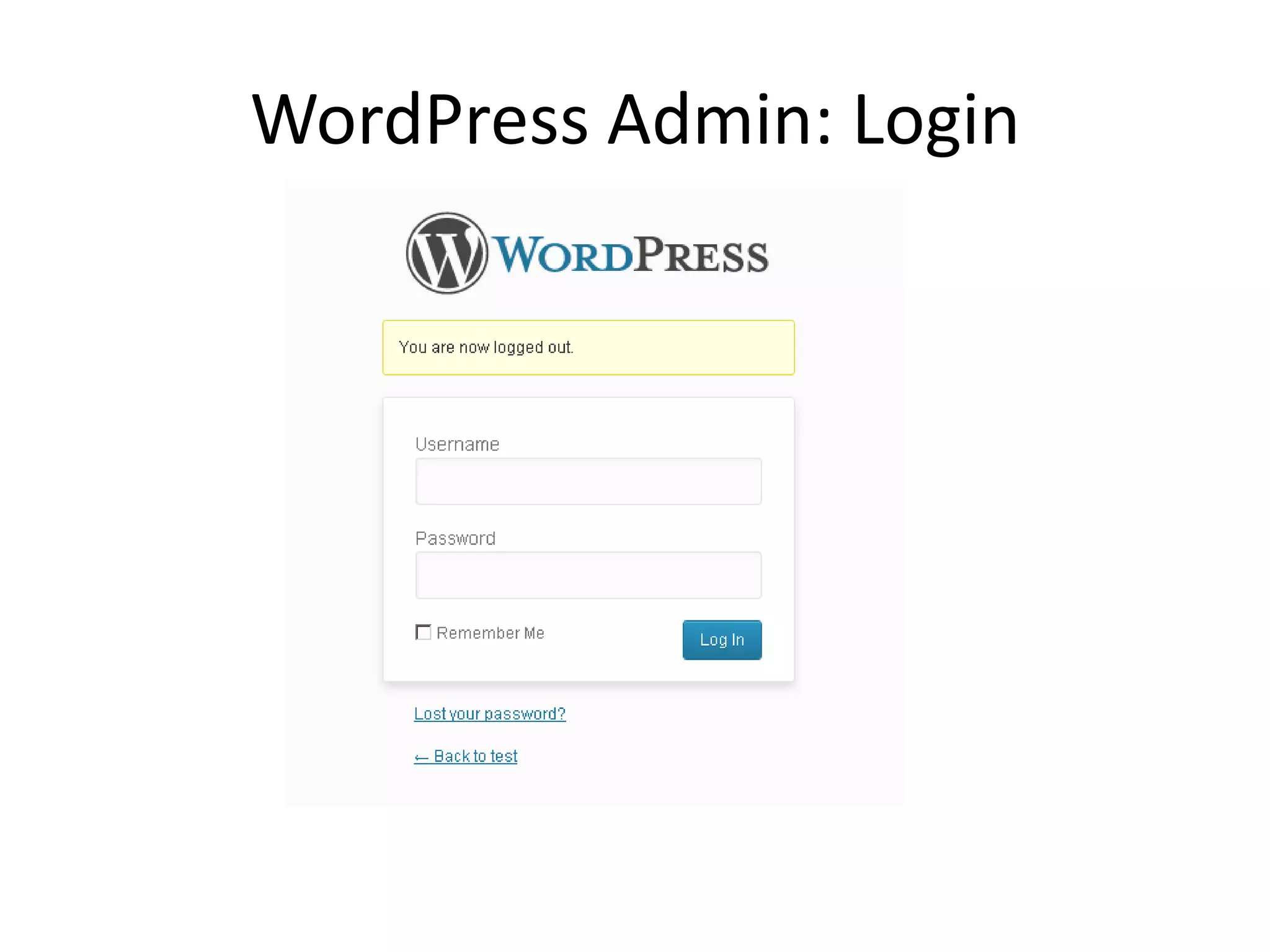 WordPress Admin: Login
 