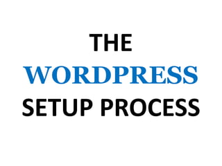 THE
WORDPRESS
SETUP PROCESS
 