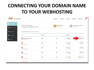 CONNECTING YOUR DOMAIN NAME
TO YOUR WEBHOSTING
 