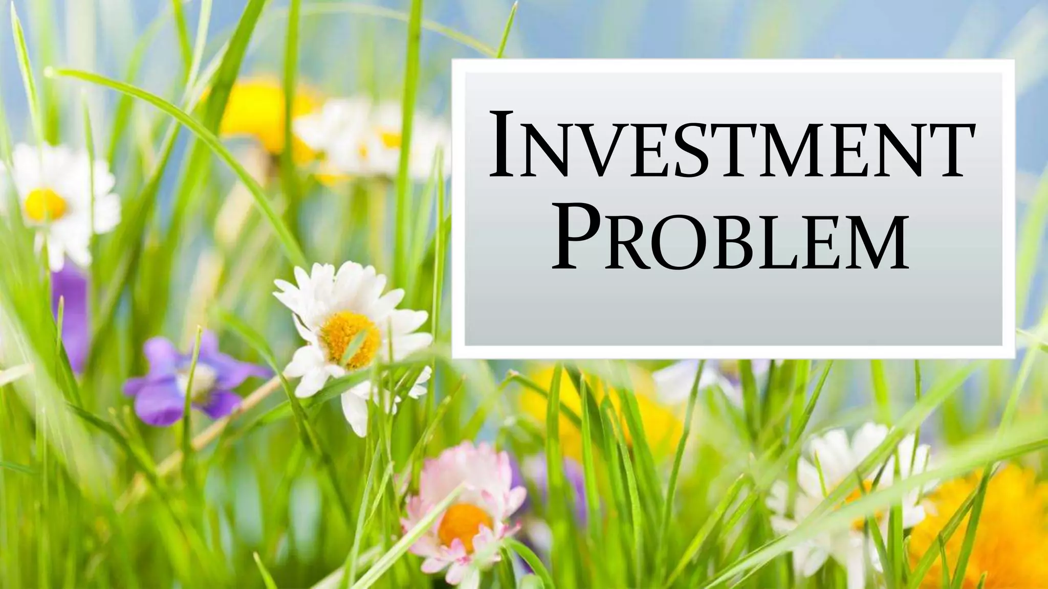 INVESTMENT
PROBLEM
 