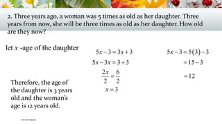 Three Sisters Age Math Problems Solving Word problems | PPTX