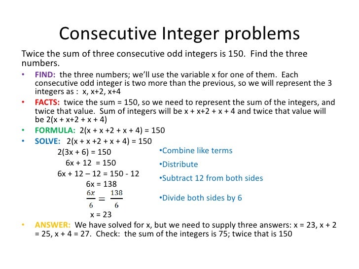 Consecutive integer problems