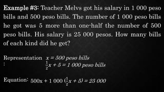 Grade 7 Word Problems Involving Equations in One Variable PowerPoint ...