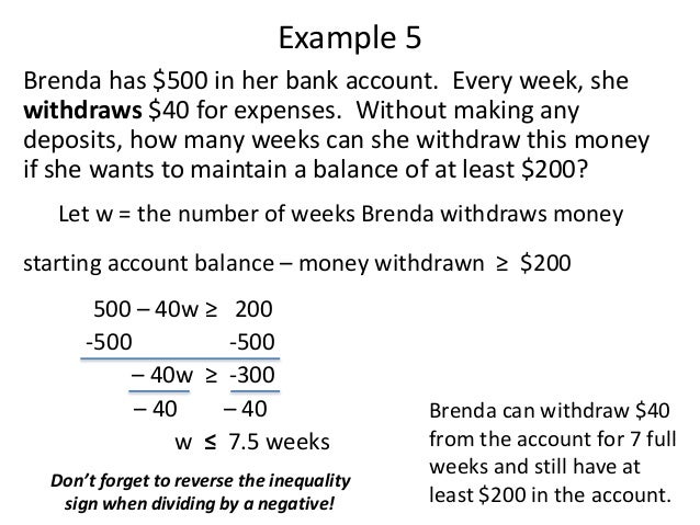 Inequality word problem examples