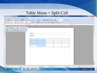 Table Menu + Split Cell
 