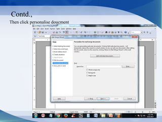 Contd.,
Then click personalise doucment
 