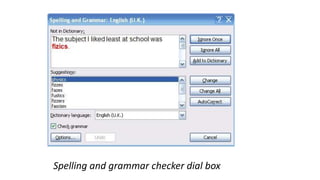 Spelling and grammar checker dial box
 