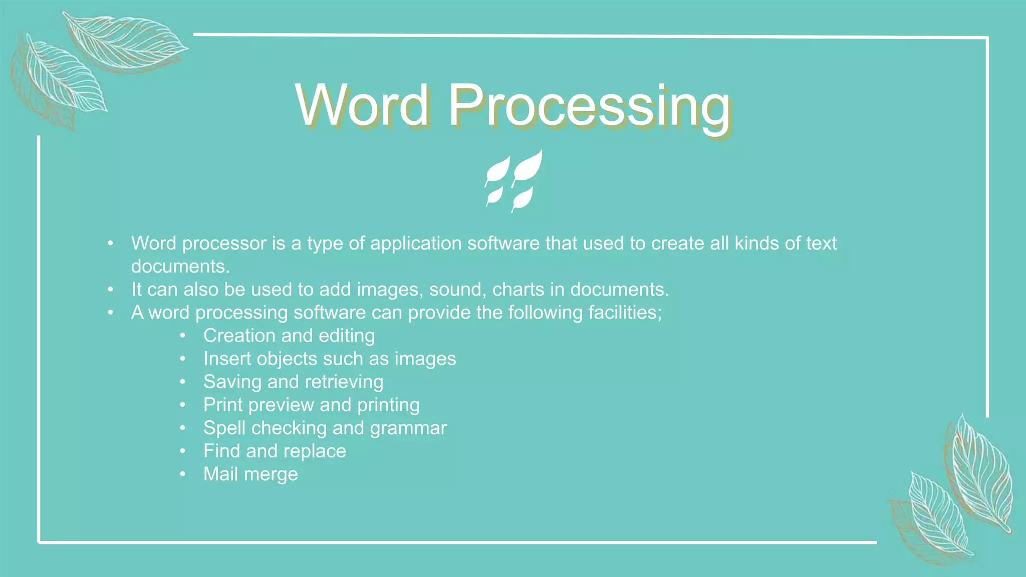 Word processing package ppt