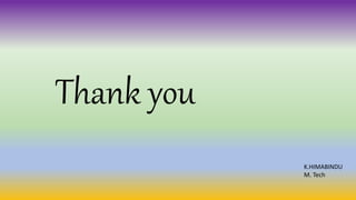 K.HIMABINDU
M. Tech
Thank you
 