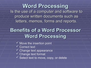 word processing in information communication and technology | PPT
