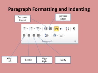 paragraph increase and decrease indent | line &... Word processing part 2 lecture and assignment updated | PPTX