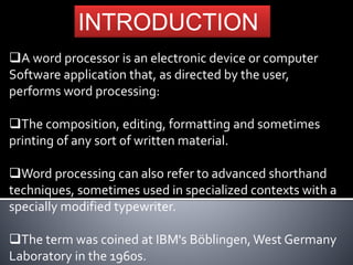 Word processing software | PPT