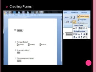  Creating Forms
 