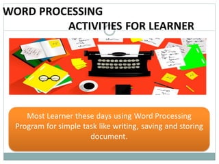 Word Processor Classroom Word processor in the classroom | PPTX