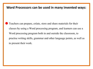 Word Processor Classroom Word processors in the classroom | PPTX