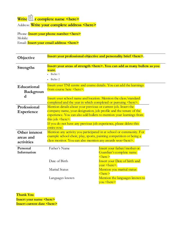 Word Resume Format