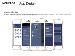 Private & confidential
App Design
App Introduction
A online cloth rental mobile app social network platform where women can rent out their unwearable clothes
 