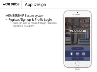 Private & confidential
App Design
MEMBERSHIP Secure system
• Register/Sign up & Profile Login
• User can sign up / login through Facebook,
Google & Instagram
Login
 