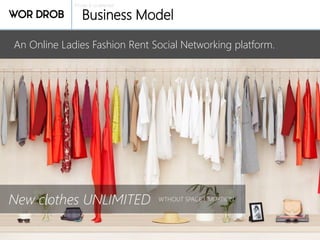 Private & confidential
Business Model
An Online Ladies Fashion Rent Social Networking platform.
New clothes UNLIMITED WTHOUT SPACE LIMITATION
 