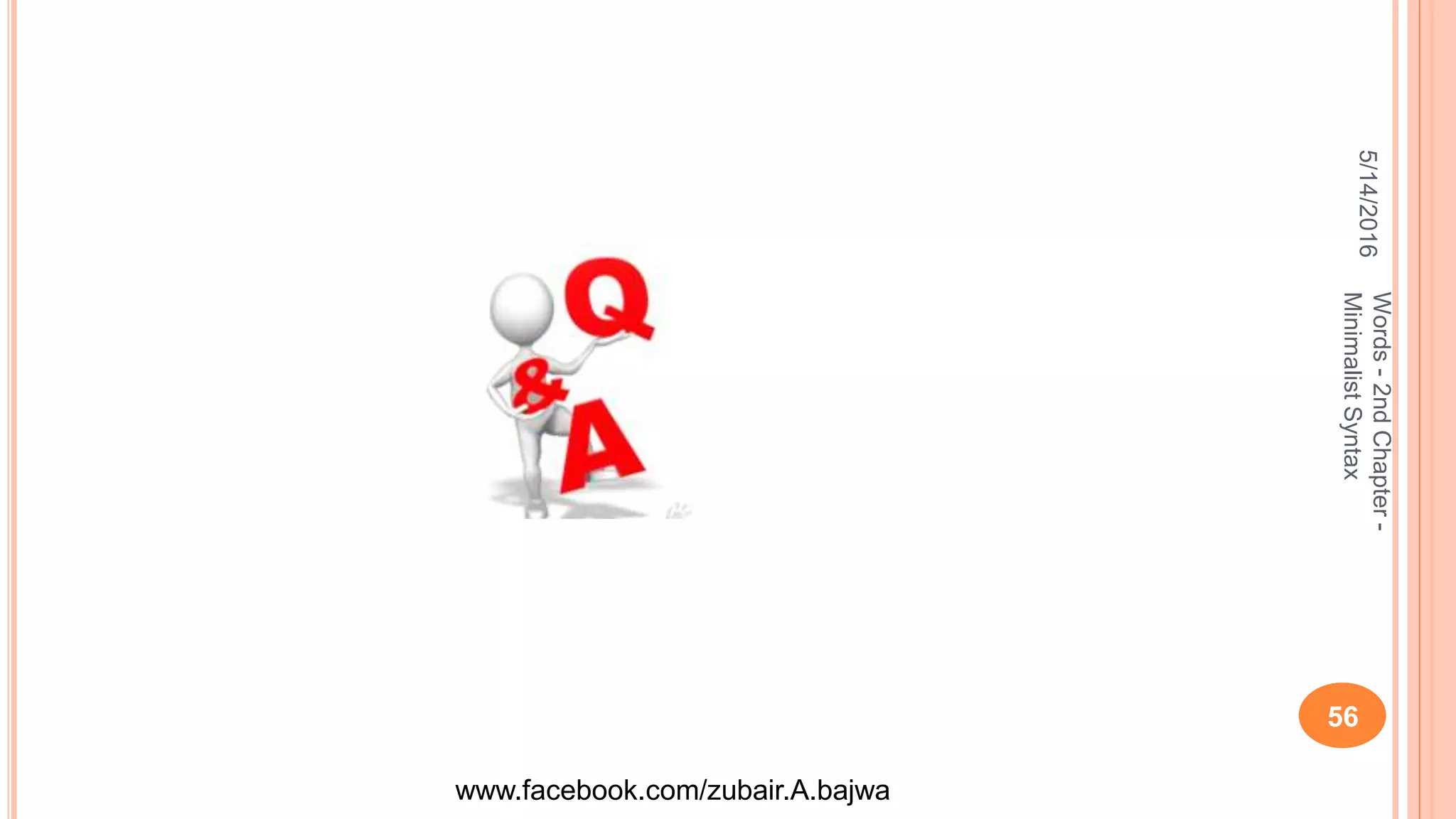 5/14/2016
56
Words-2ndChapter-
MinimalistSyntax
www.facebook.com/zubair.A.bajwa
 