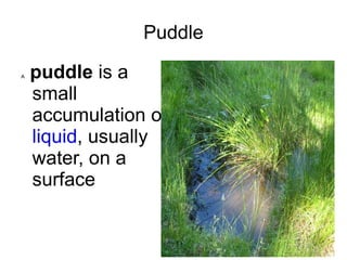 Puddle Accumulation Example Words about water | ODP