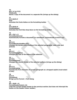 Word shortcuts | DOC