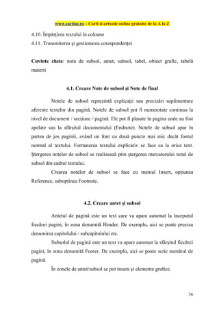 Note De Subsol Word si excel | PDF