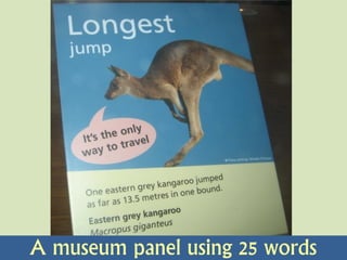 A museum panel using 25 words
 