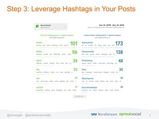 8@erinsagin @andrewcaravella
Step 3: Leverage Hashtags in Your Posts
 