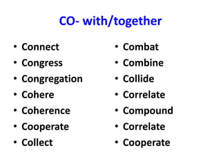 Co Meaning Example Vocabulary made easy to learn (Prefix ) | PPT