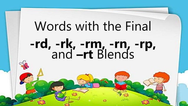 Words with rd rk rm rn rp and rt blends phrases sentences 