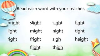 Words with the Long i Sound Spelled as igh | PPTX