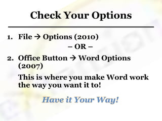Tips Examples Word File MS Word tips and tricks | PPTX