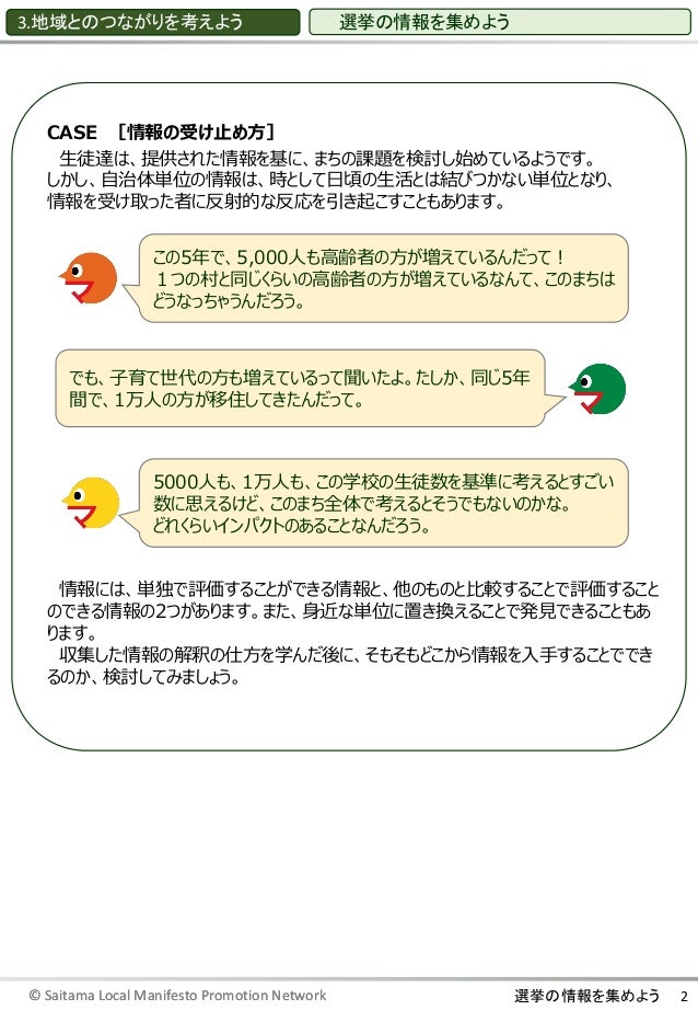 主権者教育副教材 Work 選挙の情報を集めよう