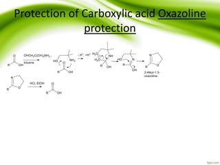 Protection of Carboxylic acid Oxazoline
protection
 