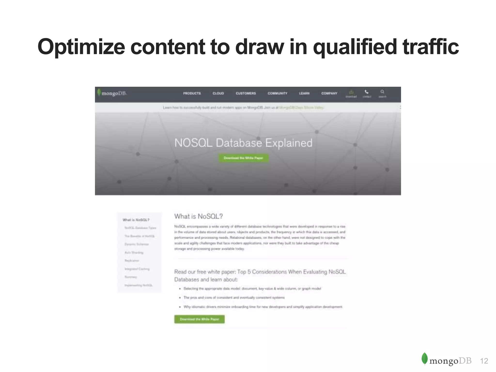 12
Optimize content to draw in qualified traffic