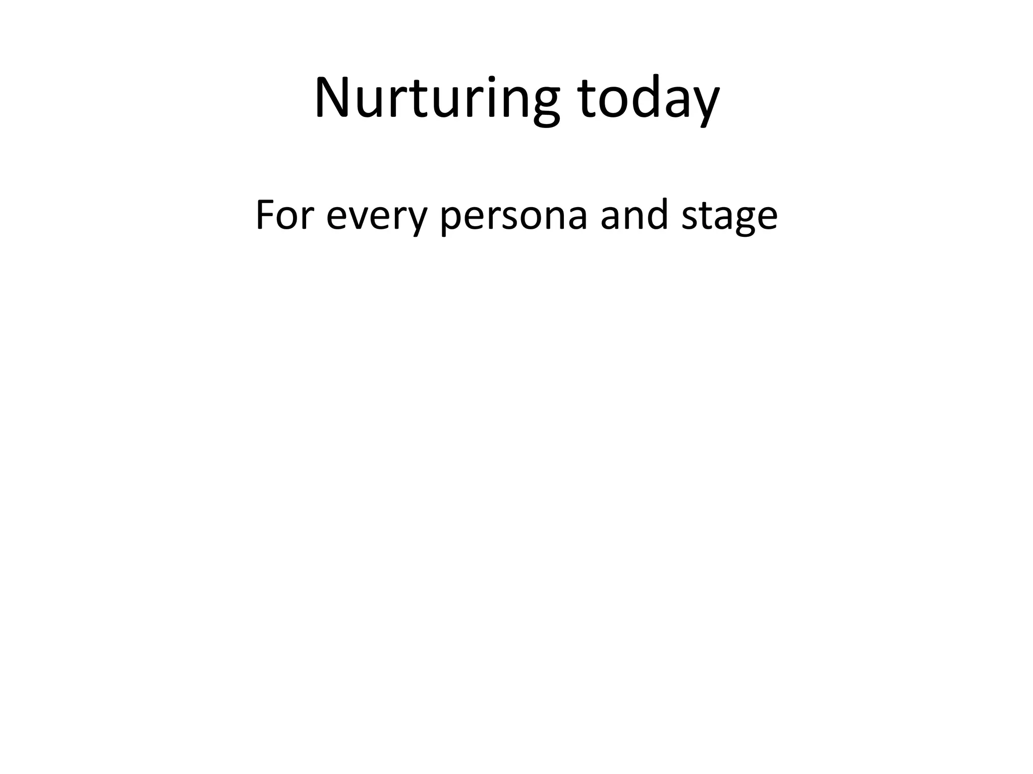 Nurturing today
For every persona and stage
