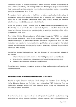 Work integrated learning for TVET institutions in Kenya | PDF