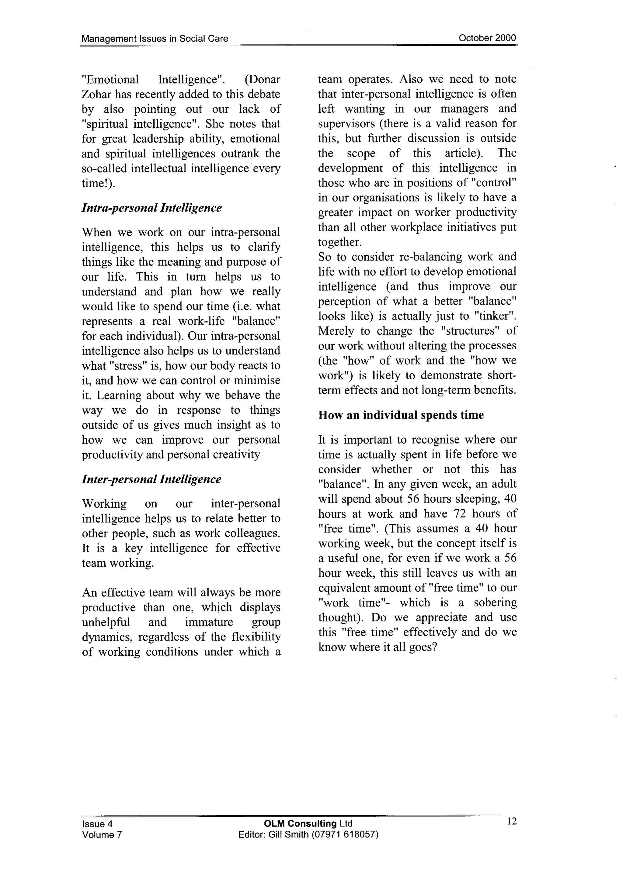 Work life balance article