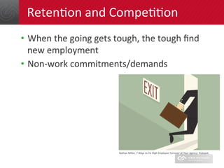 RetenDon	
  and	
  CompeDDon	
  
•  When	
  the	
  going	
  gets	
  tough,	
  the	
  tough	
  ﬁnd	
  
new	
  employment	
 ...