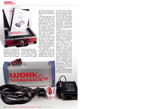 als Software Defined Radio
benutzen; mit speziell angepasster SDR-Software wie
dem SDR# erhält man einen
echten Radio-Scanner, mit
welchem man zum Beispiel

Flugfunk empfangen kann.
Das Problem ist jedoch der
im USB DVB-T Empfänger
verbaute Tuner. Hier kommen verschiedene Chips
zum Einsatz, zum Beispiel

die FC0012 und FC0013 Modelle. Ein USB-Empfänger im
Test Center hat den FC0012
Tuner.
Leider sind diese Tuner auf
den Frequenzbereich von
50 MHz bis 950 MHz eingeschränkt, aber mich interessierte ganz besonders die
Frequenzspanne von 117
MHz bis 137 MHz, in welcher
der Flugfunk erfolgt. Das
Test Center ist dazu mit einer passenden Empfangsantenne ausgestattet und mit
einem Icom R3 Handempfänger kann der Flugfunk
auch abgehört werden.
Da nun aber nicht ständig
auf diesen Frequenzen gefunkt wird und weil ich die
Sensibilität und Empfangseigenschaften des USB Empfängers genauer analysieren
wollte, kam die WORK Microwave Handheld Satcom Test
Source zum Einsatz.
Der Testaufbau war extrem einfach: der USB DVBT Empfänger wurde am PC
angeschlossen und mit dem
speziellen SDR Treiber, der
unter dem Namen „Zadig“ im

112 TELE-audiovision International — The World‘s Largest Digital TV Trade Magazine — 1
1-12/2013 — www.TELE-audiovision.com

Internet zu finden ist, installiert. Die freie und kostenlose SDR# Software erkennt
die USB Empfänger mit RTL2832U Chips automatisch
und schon kann das Signal
am PC als Spektrum dargestellt werden. Die Demodulation erfolgt in den für Radioscannern
gewöhnlichen
Modulationen: AM, FM, CW,
usw., wobei die Bandbreite
individuell eingestellt werden kann.
An der WORK Microwave
Handheld Satcom Test Source habe ich nun verschiedene Frequenzen zwischen
50 MHz und 180 MHz ausprobiert, mit besonderem
Augenmerk auf Frequenzen
von 117 MHz bis 137 MHz.
Das Ergebnis ist in den
Bildern zu sehen und variiert von spektakulär bis
ernüchternd. Toll ist zum
Beispiel, mit welcher Auflösung das von der Handheld
Satcom Test Source erzeugte Signal dargestellt wird.
Im Frequenzbereich, der für
den Flugfunk genutzt wird,
scheint der USB DVB-T Empfänger ein brauchbares Resultat zu ergeben, so dass
ich ihn anschließend erfolgreich an die Außenantenne
angeschlossen habe. Tatsächlich konnte ich nach ein
paar Minuten einen Piloten
im Anflug hören.
Die Ernüchterung entstand
deshalb, weil der USB DVB-T
Empfänger eben keineswegs

 